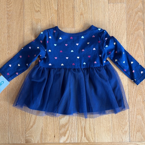 🆕! Carter’s Navy Tulle Heart Print Dress - 6 MTH - Picture 3 of 5